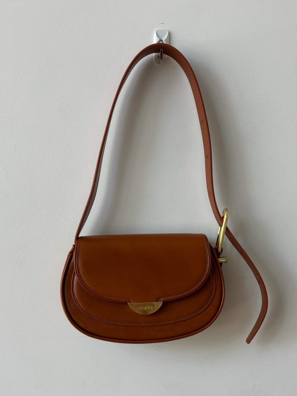 Sancia The Izara  Leather Saddle Shoulder Bag with Gold Accent